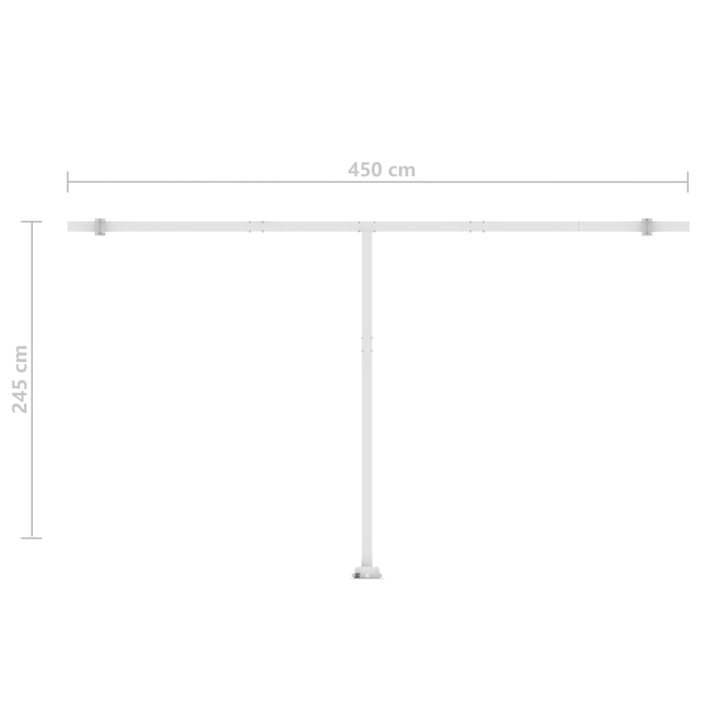 Frittstående manuell uttrekkbar markise 500x300 cm gul og hvit
