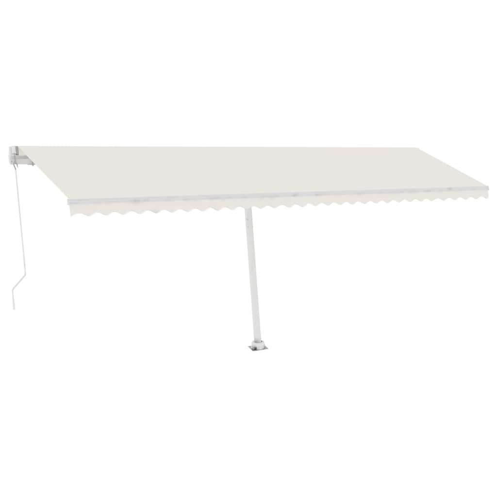 Frittstående manuell uttrekkbar markise 600x300 cm kremhvit