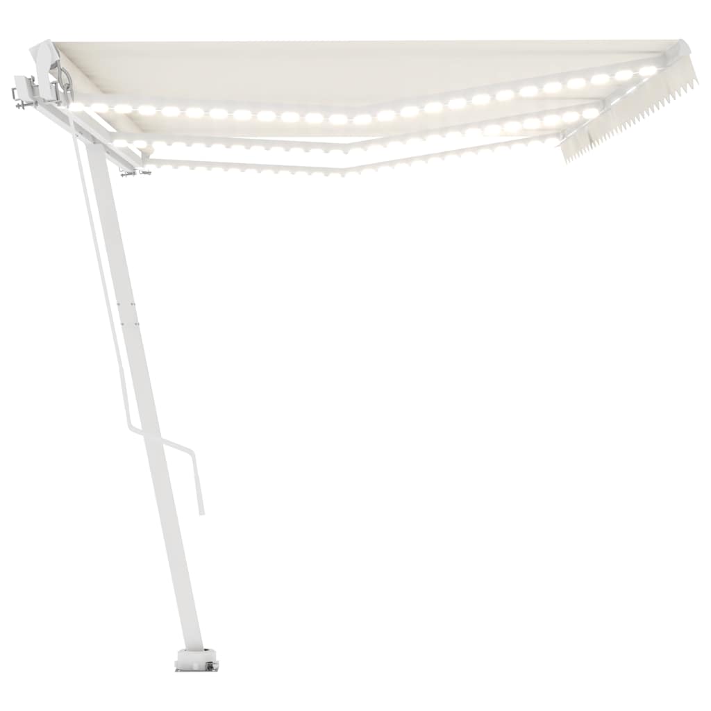 Manuell uttrekkbar markise med LED 600x300 cm kremhvit