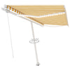 Manuell uttrekkbar markise med LED 400x350 cm gul og hvit