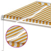 Manuell uttrekkbar markise med LED 400x350 cm gul og hvit