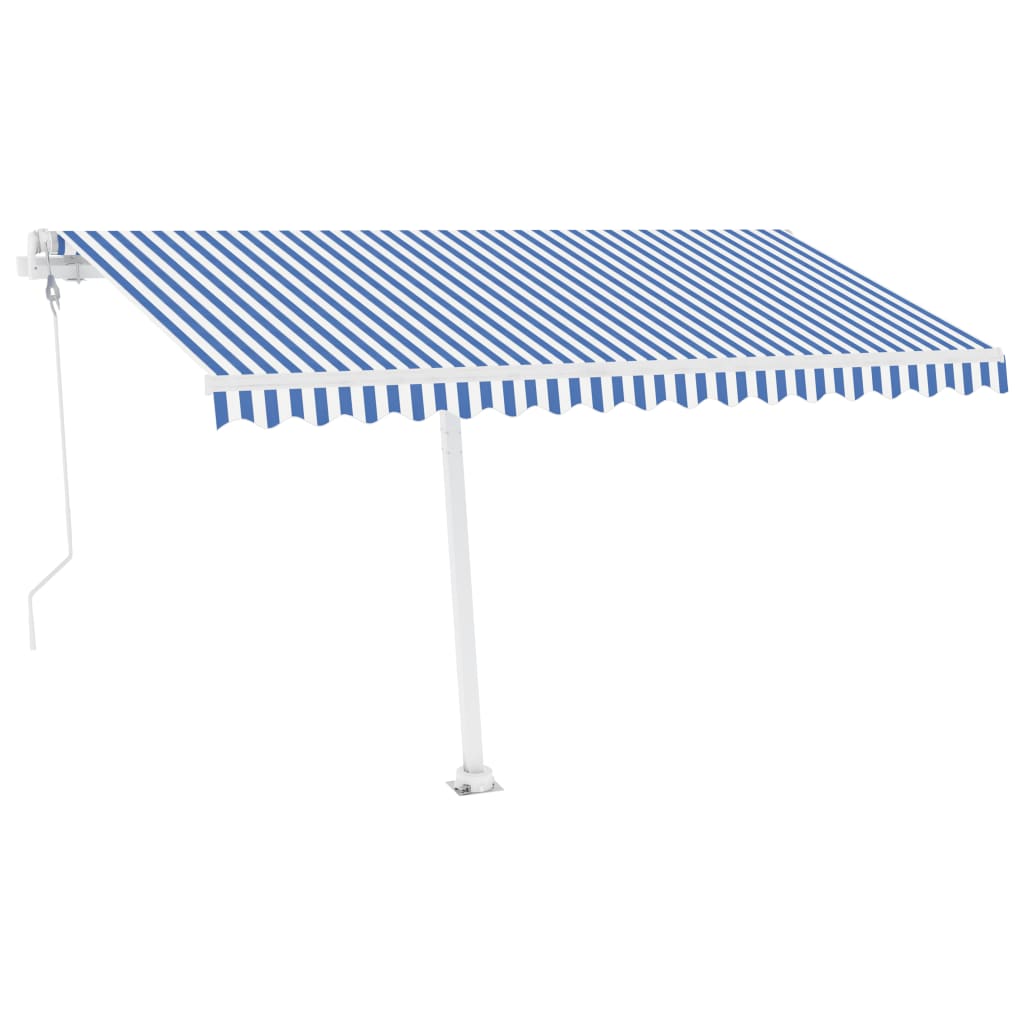 Frittstående automatisk markise 400x350cm blå og hvit