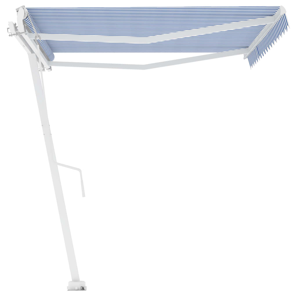Frittstående automatisk markise 400x350cm blå og hvit