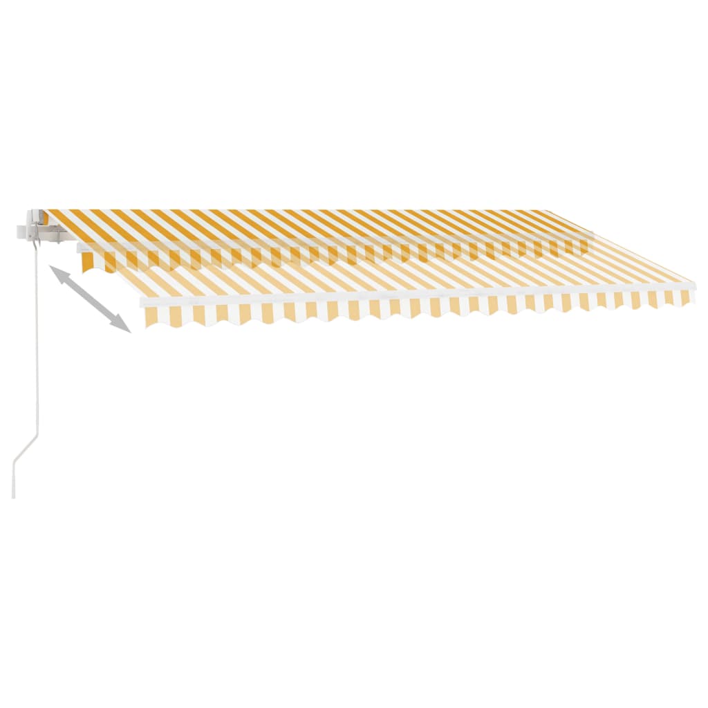 Frittstående manuell uttrekkbar markise 450x350 cm gul/hvit