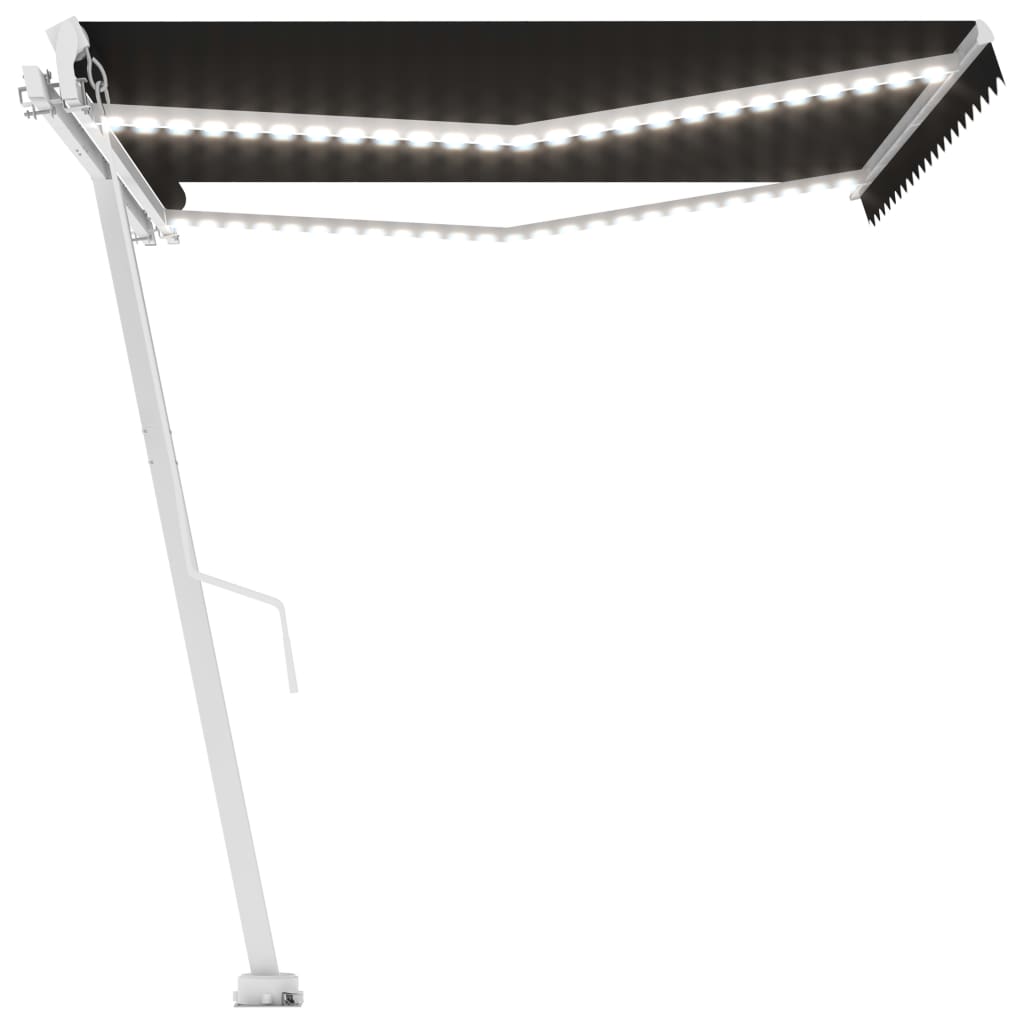 Manuell uttrekkbar markise med LED 450x350 cm antrasitt