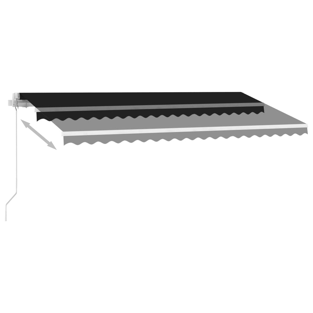 Manuell uttrekkbar markise med LED 450x350 cm antrasitt