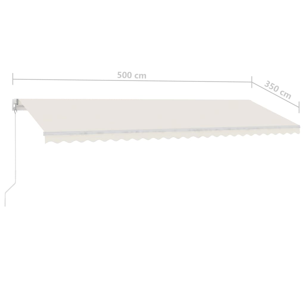 Manuell uttrekkbar markise med LED 500x350 cm kremhvit