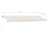 Manuell uttrekkbar markise med LED 500x350 cm kremhvit