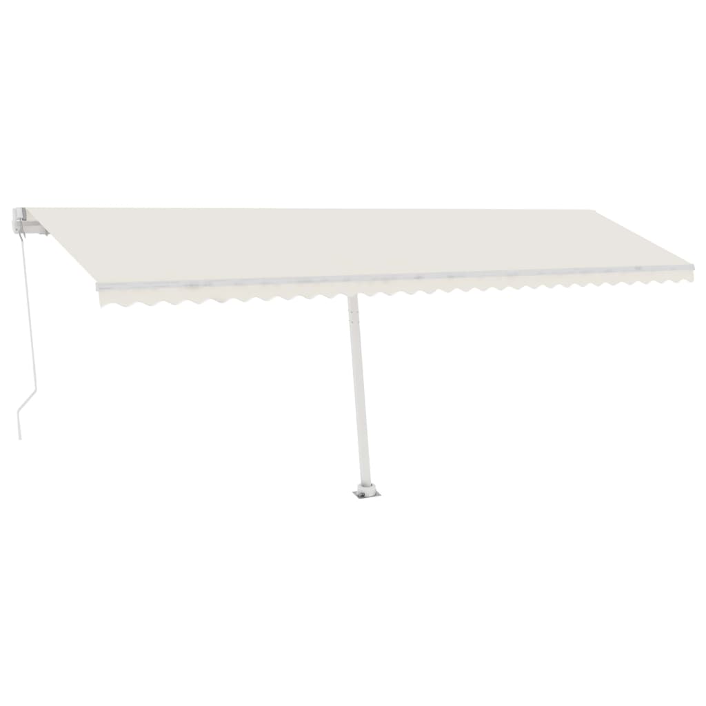 Manuell uttrekkbar markise med LED 600x350 cm kremhvit