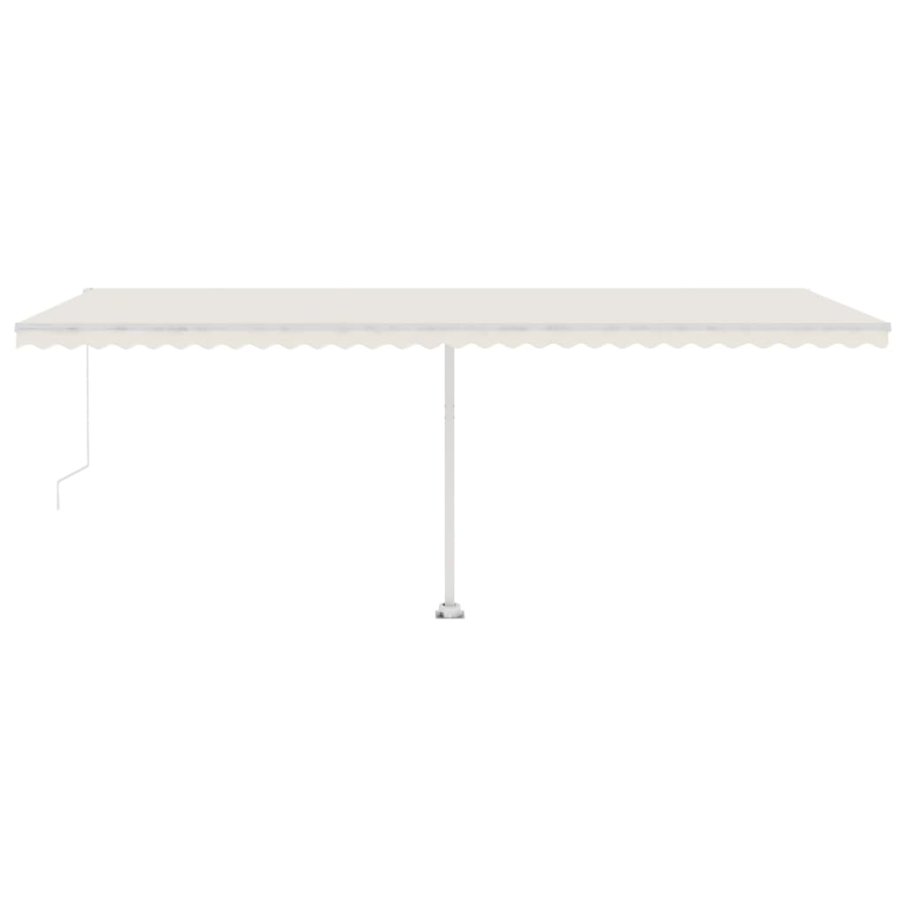 Manuell uttrekkbar markise med LED 600x350 cm kremhvit