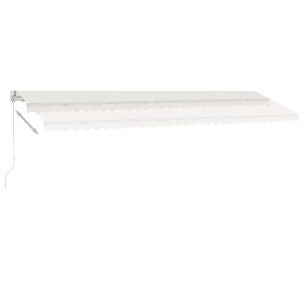 Manuell uttrekkbar markise med LED 600x350 cm kremhvit