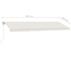 Manuell uttrekkbar markise med LED 600x350 cm kremhvit