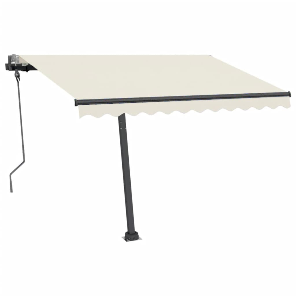 Manuell uttrekkbar markise med LED 300x250 cm kremhvit