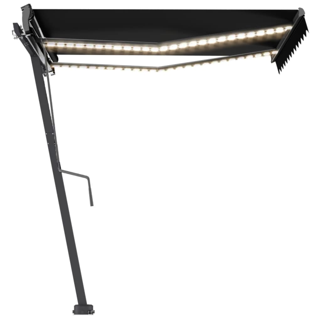 Manuell uttrekkbar markise med LED 300x250 cm antrasitt