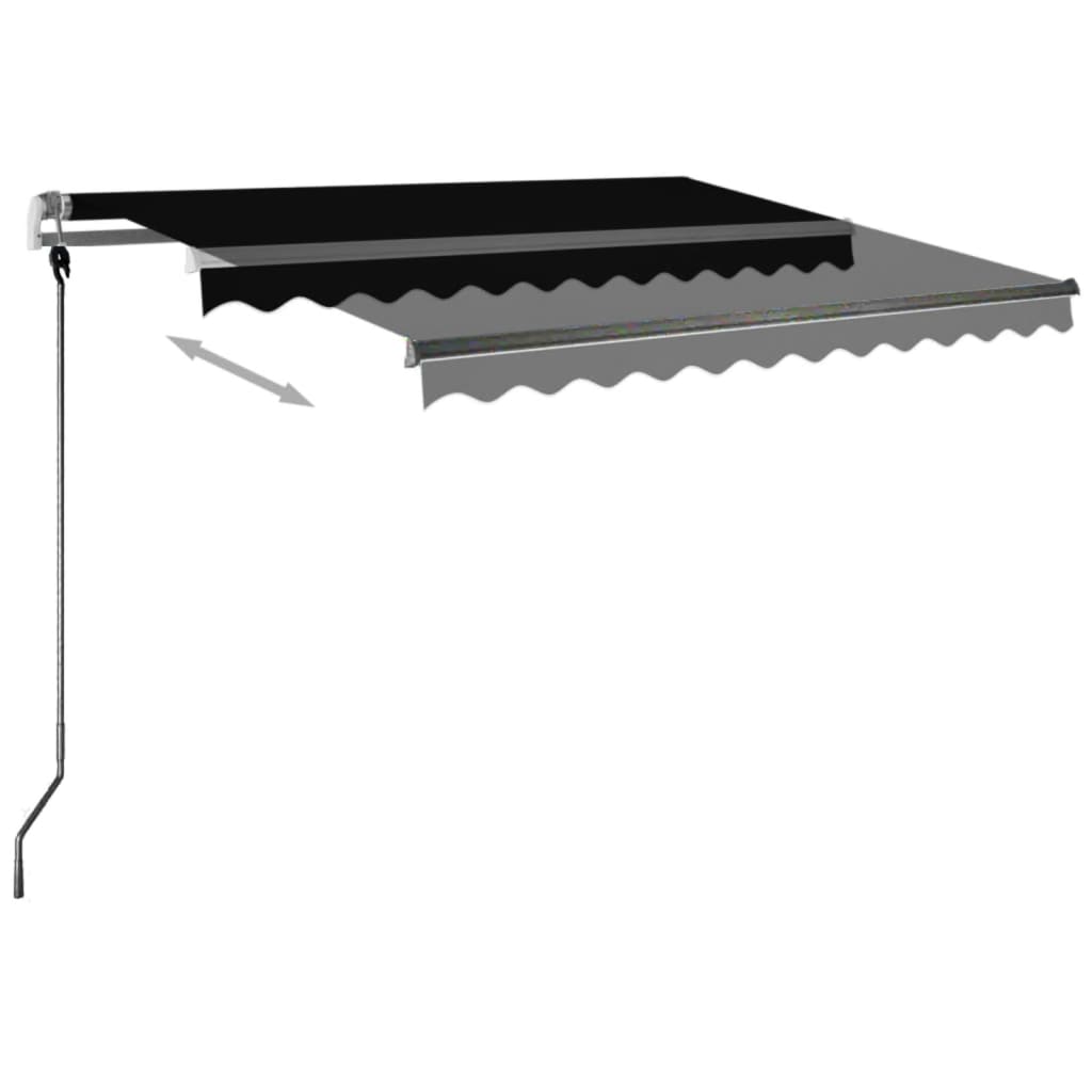 Manuell uttrekkbar markise med LED 300x250 cm antrasitt