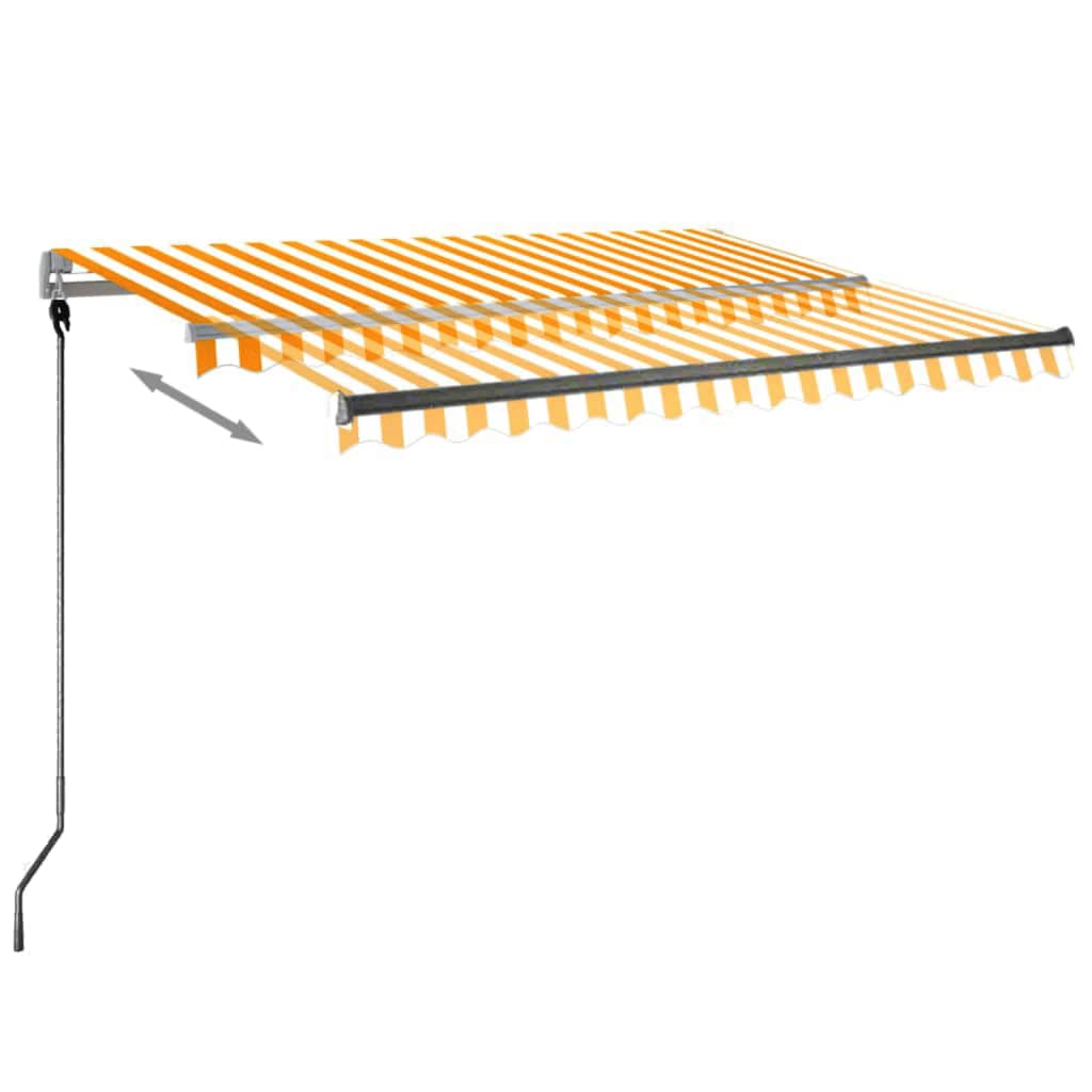 Frittstående automatisk markise 300x250 cm gul og hvit