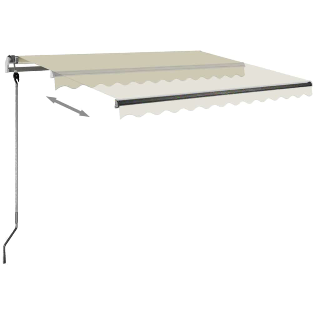 Manuell uttrekkbar markise med LED 350x250 cm kremhvit