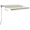 Manuell uttrekkbar markise med LED 350x250 cm kremhvit