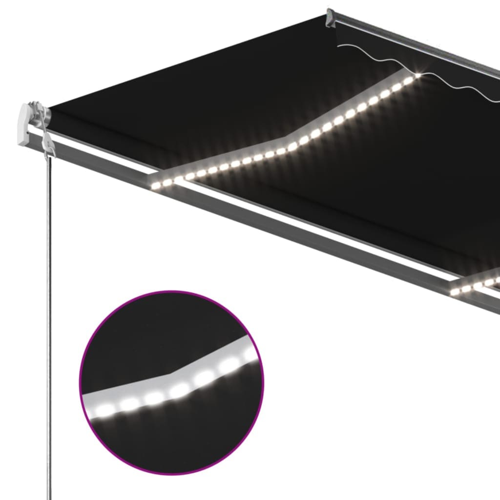 Manuell uttrekkbar markise med LED 350x250 cm antrasitt