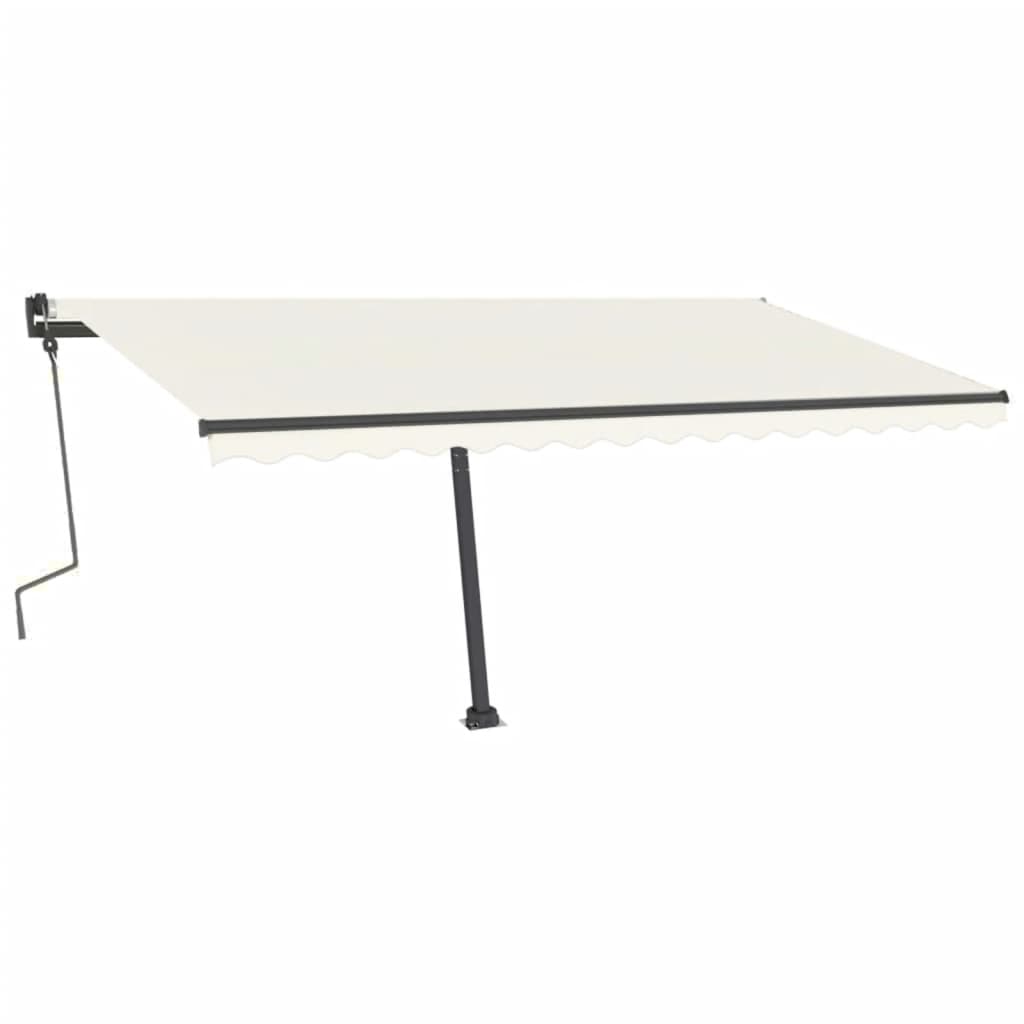 Manuell uttrekkbar markise med LED 400x300 cm kremhvit