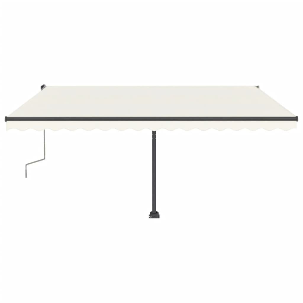 Manuell uttrekkbar markise med LED 400x300 cm kremhvit