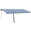 Automatisk markise med vindsensor og LED 400x300 cm blå og hvit