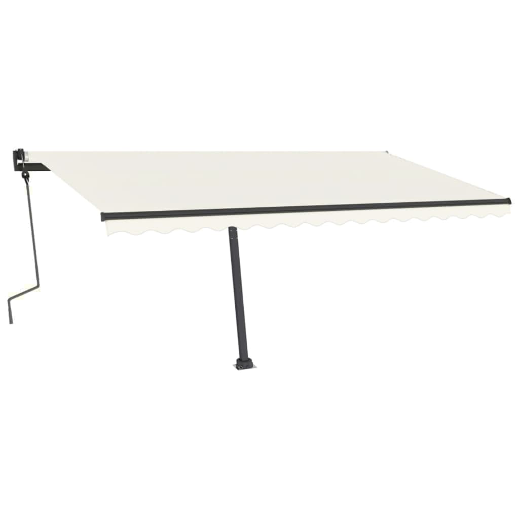 Manuell uttrekkbar markise med LED 450x300 cm kremhvit