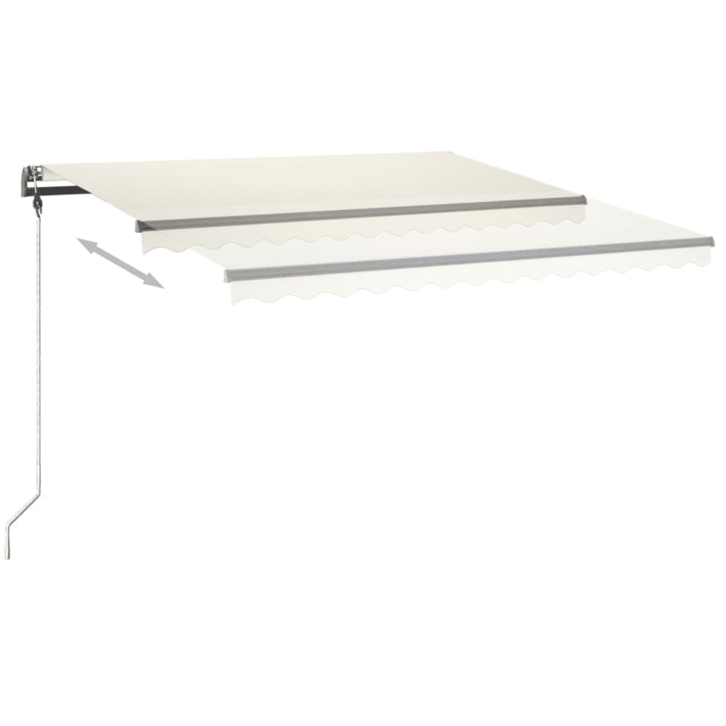 Manuell uttrekkbar markise med LED 450x300 cm kremhvit