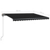 Manuell uttrekkbar markise med LED 450x300 cm antrasitt