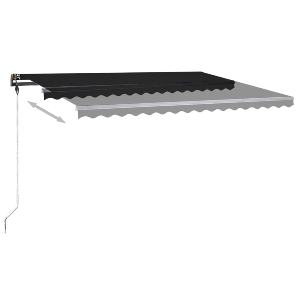 Manuell uttrekkbar markise med LED 450x300 cm antrasitt