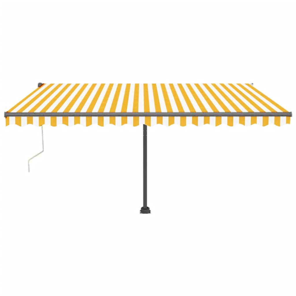 Automatisk markise med vindsensor og LED 450x300 cm gul/hvit