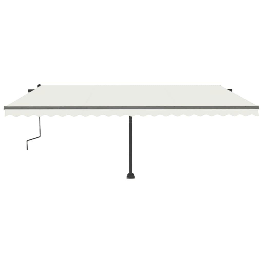 Manuell uttrekkbar markise med LED 500x300 cm kremhvit