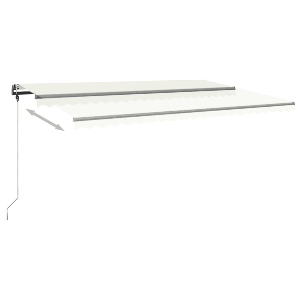 Manuell uttrekkbar markise med LED 500x300 cm kremhvit