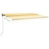 Manuell uttrekkbar markise med LED 500x300 cm gul og hvit