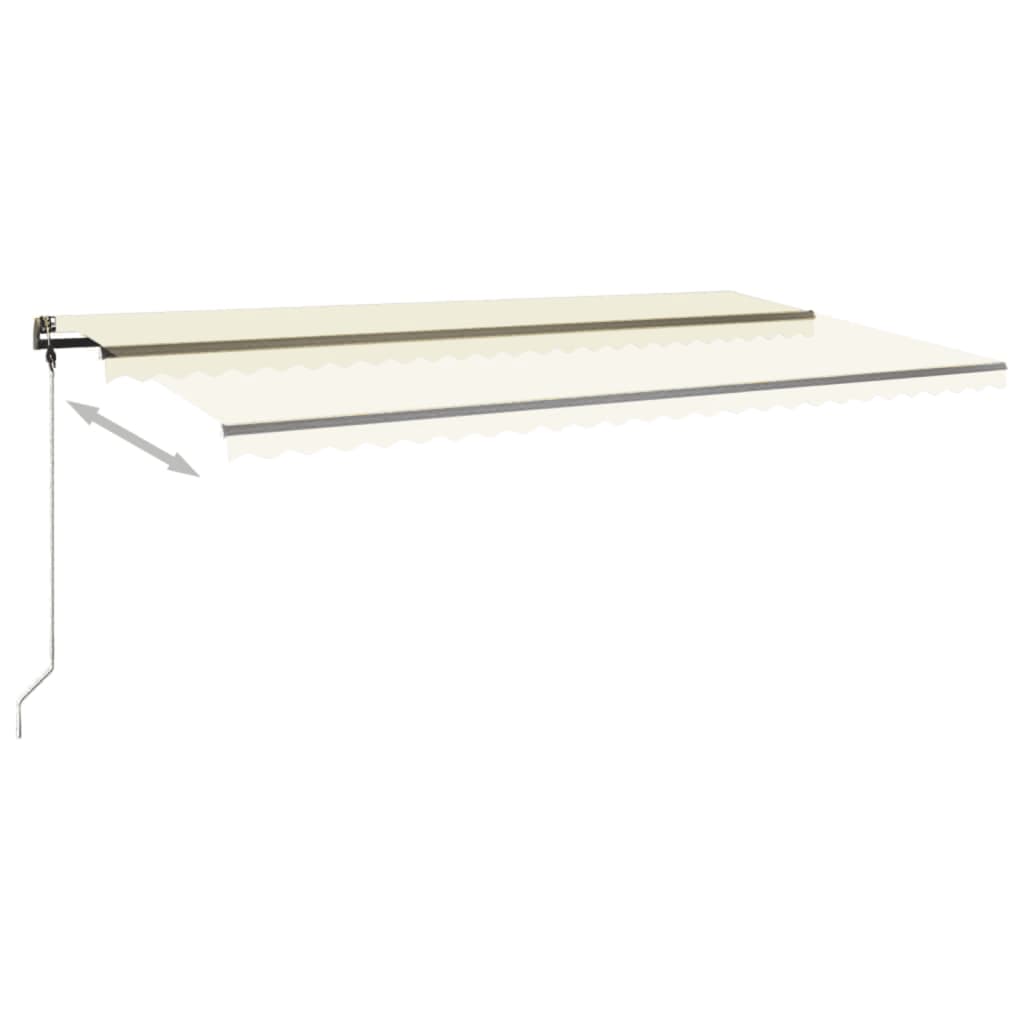 Manuell uttrekkbar markise med LED 600x300 cm kremhvit