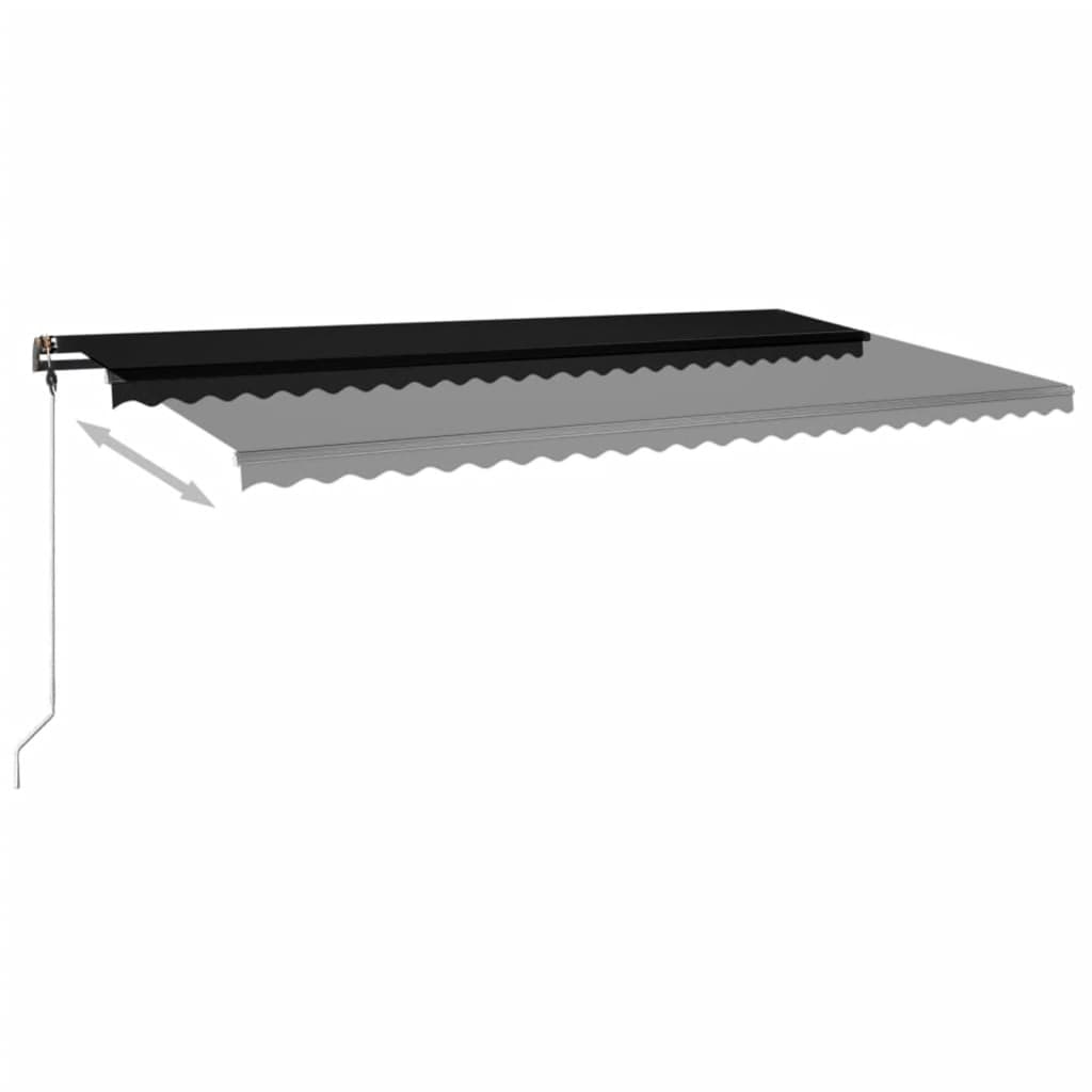 Manuell uttrekkbar markise med LED 600x300 cm antrasitt