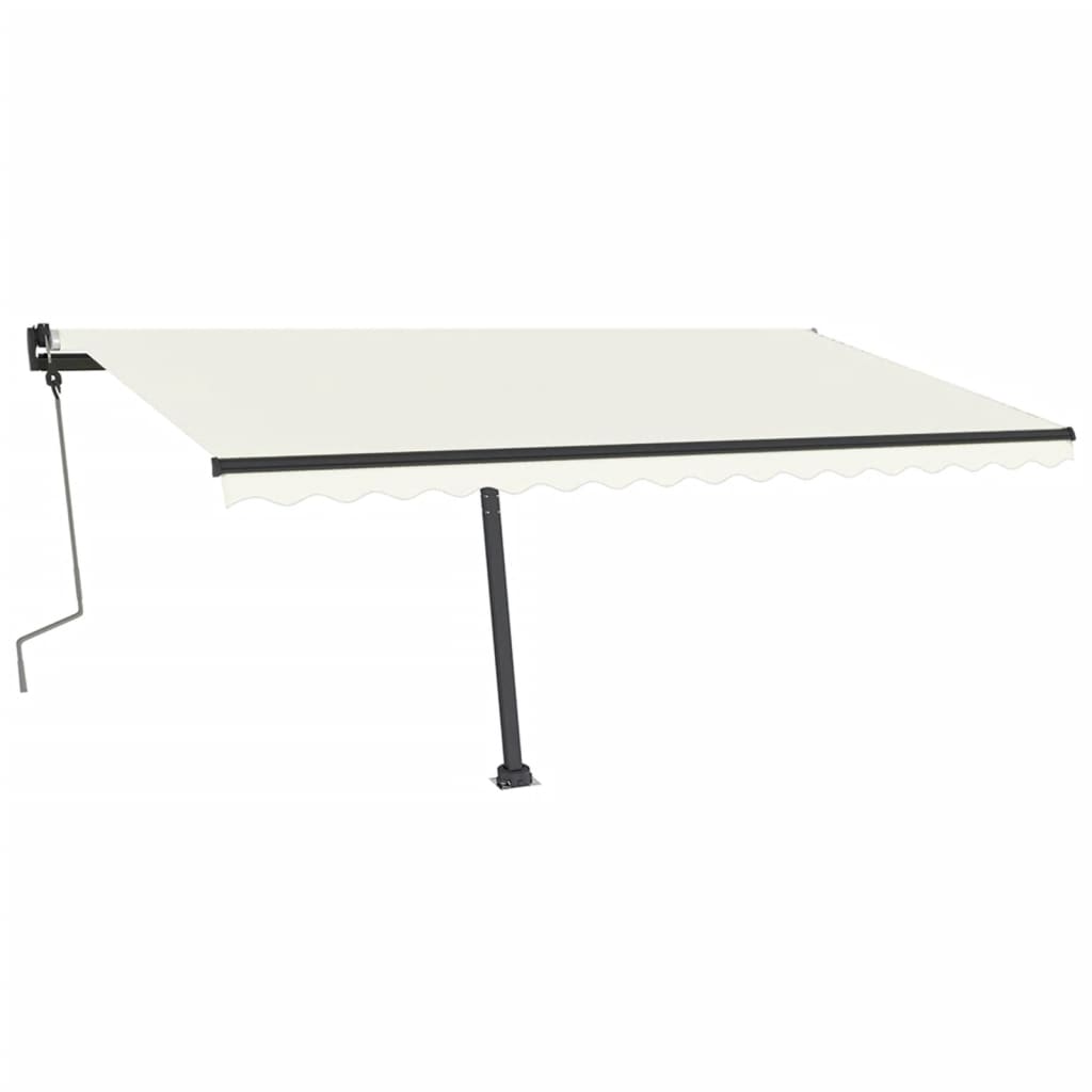 Manuell uttrekkbar markise med LED 400x350 cm kremhvit