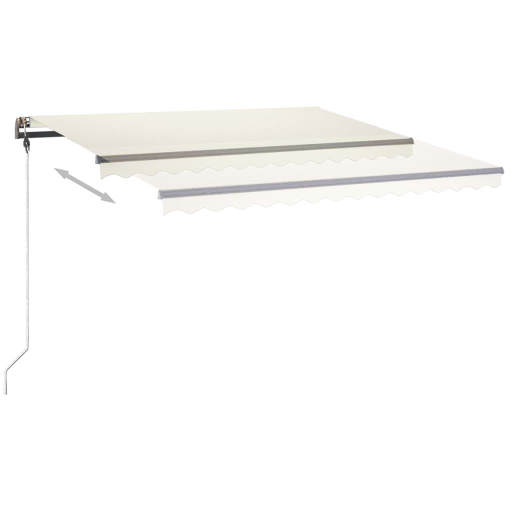 Manuell uttrekkbar markise med LED 400x350 cm kremhvit