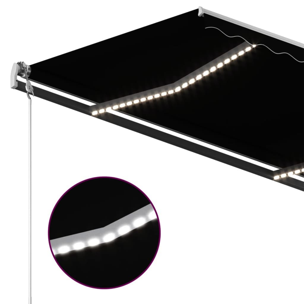 Manuell uttrekkbar markise med LED 400x350 cm antrasitt