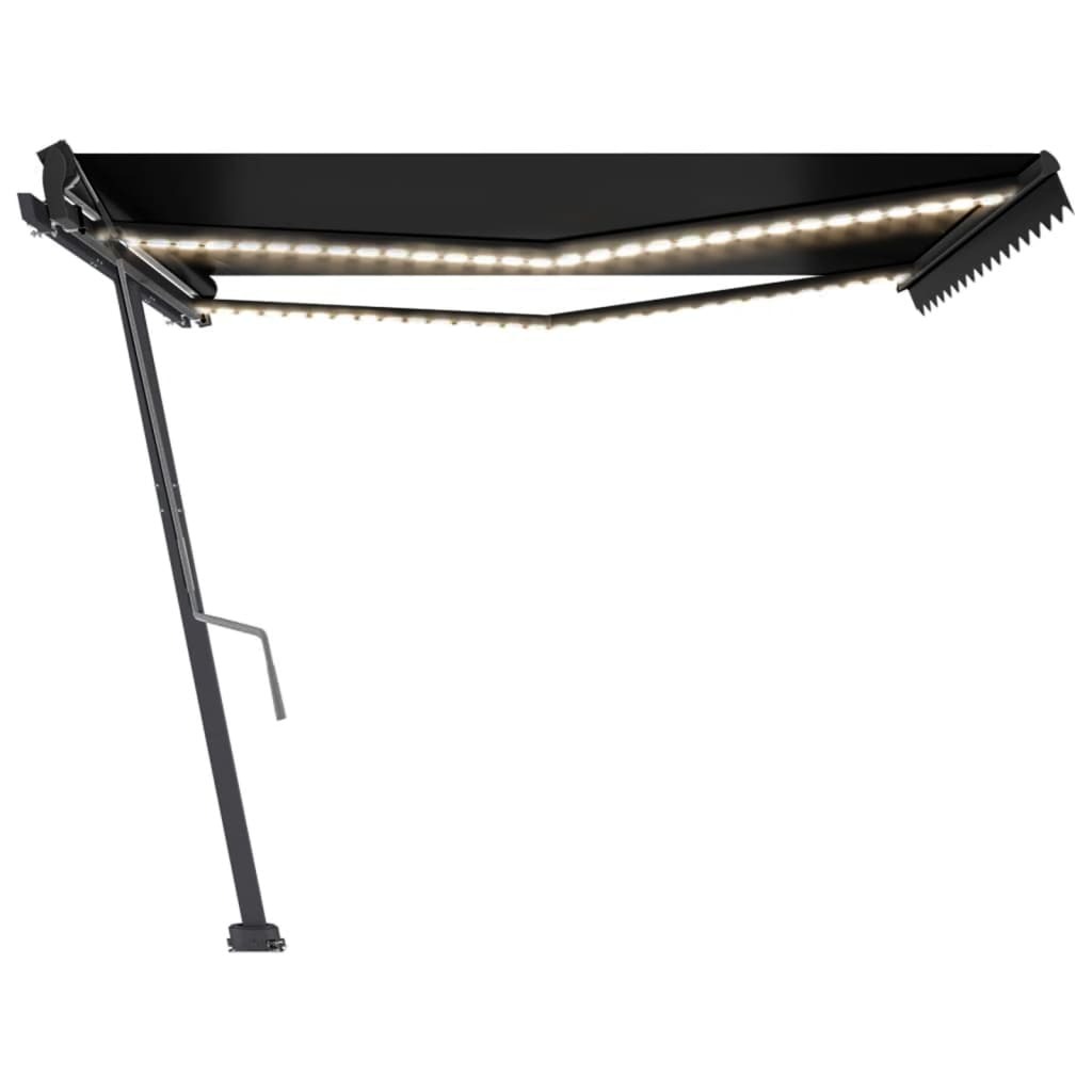 Manuell uttrekkbar markise med LED 450x350 cm antrasitt