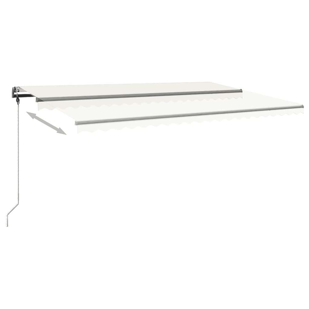 Manuell uttrekkbar markise med LED 500x350 cm kremhvit