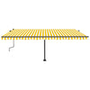 Manuell uttrekkbar markise med LED 500x350 cm gul og hvit