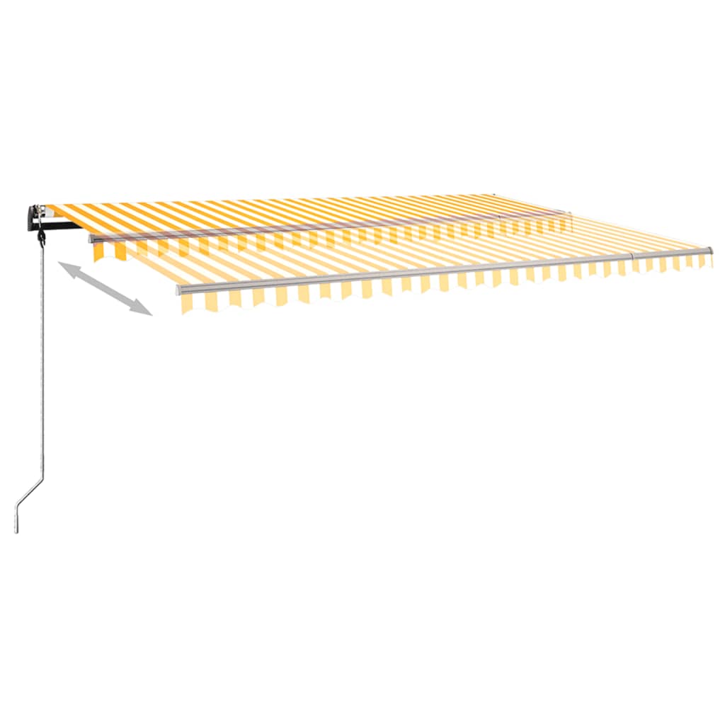 Manuell uttrekkbar markise med LED 500x350 cm gul og hvit
