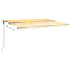 Manuell uttrekkbar markise med LED 500x350 cm gul og hvit