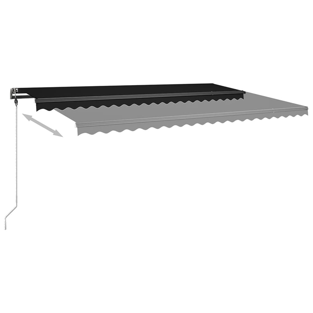 Manuell uttrekkbar markise med LED 500x350 cm antrasitt