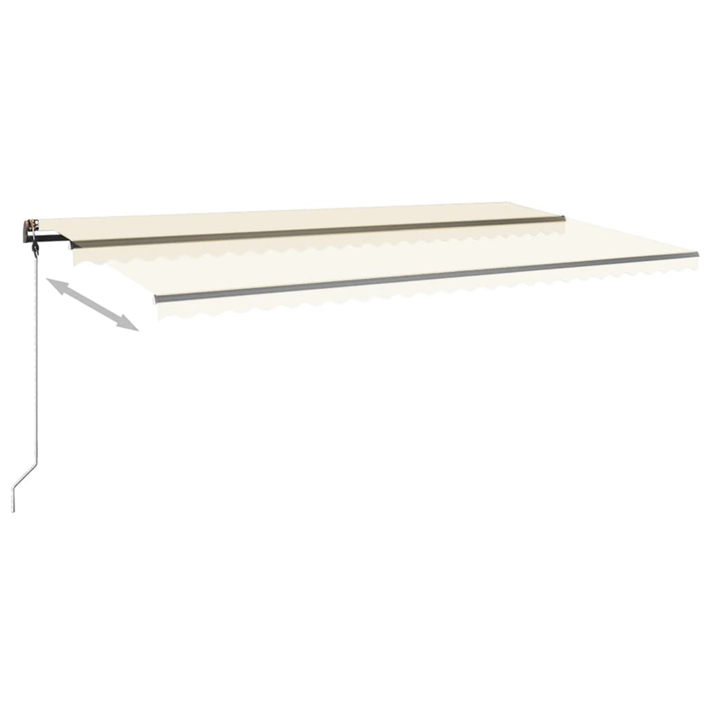 Manuell uttrekkbar markise med LED 600x350 cm kremhvit