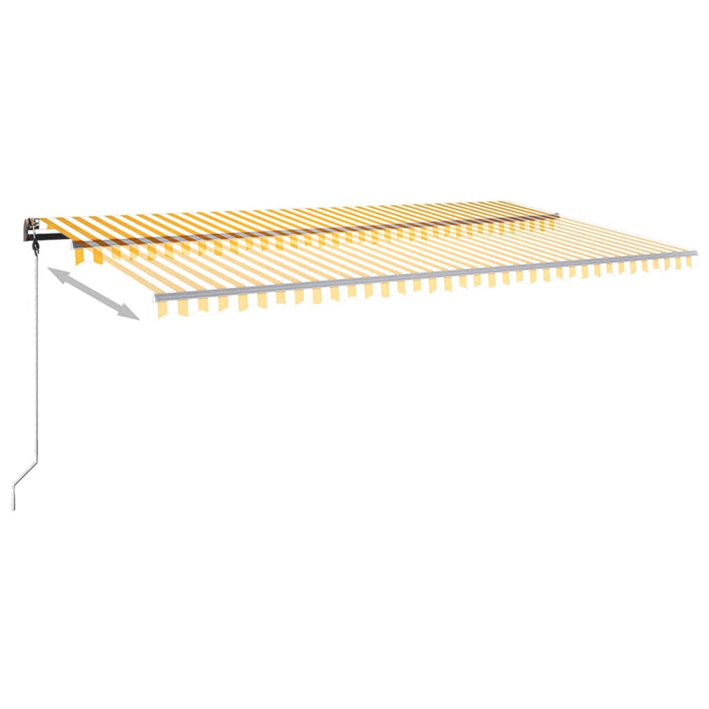 Manuell uttrekkbar markise med LED 600x350 cm gul og hvit