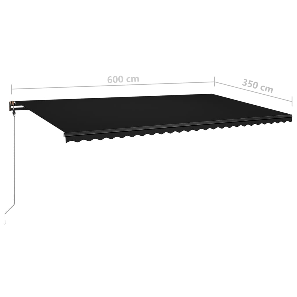 Manuell uttrekkbar markise med LED 600x350 cm antrasitt