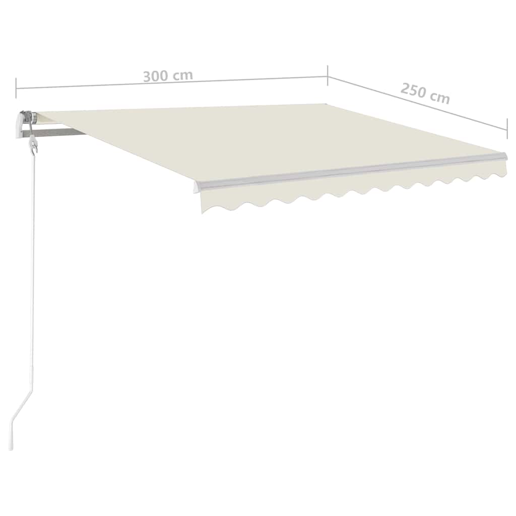 Manuell uttrekkbar markise med LED 3x2,5 m kremhvit