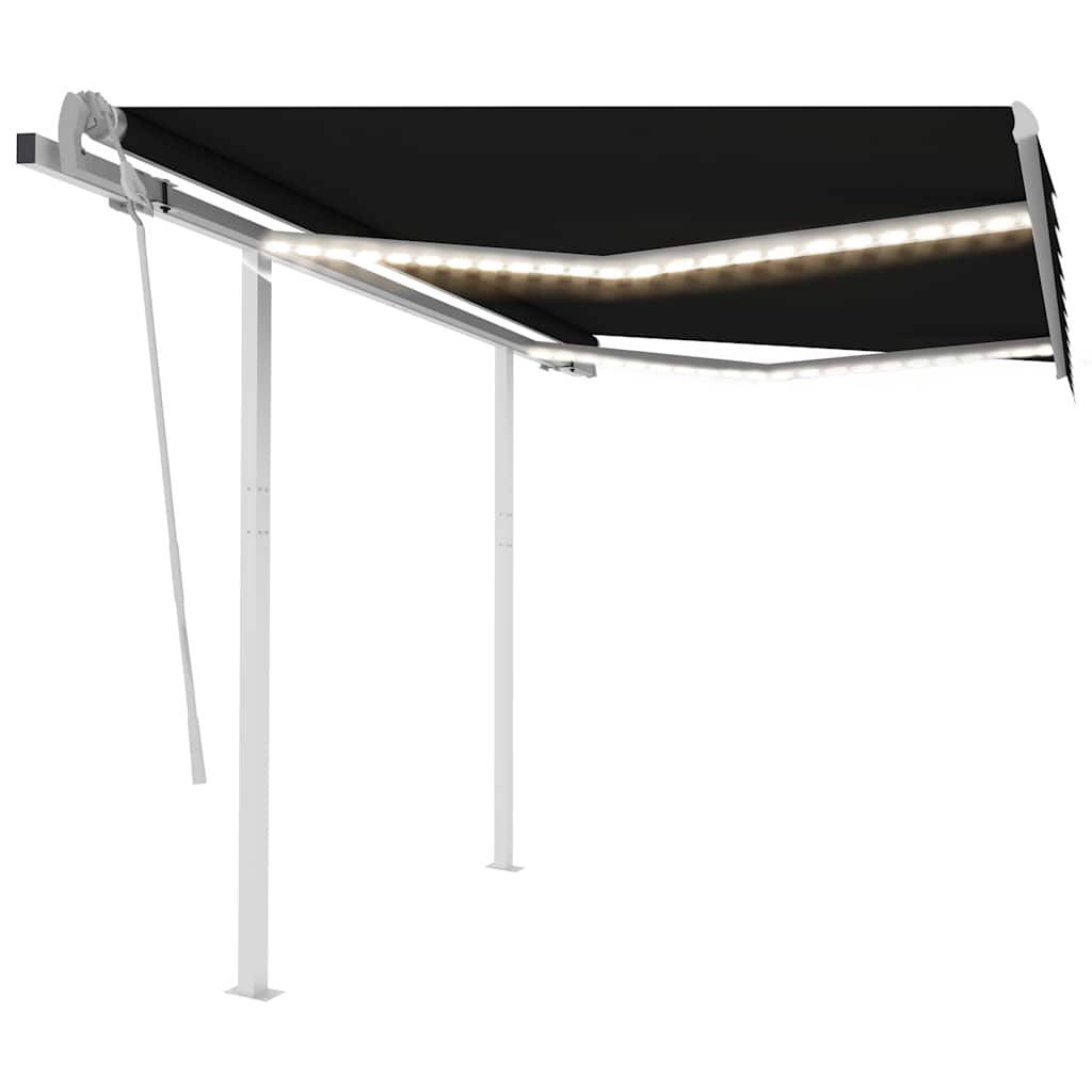 Manuell uttrekkbar markise med LED 3x2,5 m antrasitt